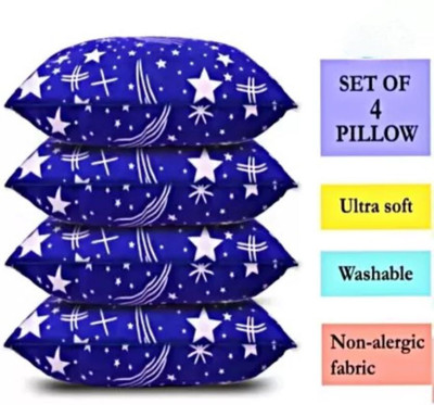 Navi collection Microfibre Abstract Sleeping Pillow Pack of 4(BLUE CHECK)