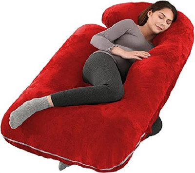 JoJo ultra soft j shaped pillow Microfibre, Polyester Fibre Solid Pregnancy Pillow Pack of 1(Red)