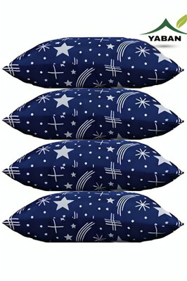 YABAN LUXURY Polyester Fibre Floral Sleeping Pillow Pack of 4(Blue)