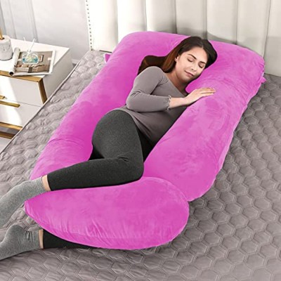 Victostar j shape pregnancy pillow Polyester Fibre Solid Pregnancy Pillow Pack of 1(Pink)