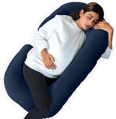 WINX ultra soft C shaped Polyester Fibre Solid Pregnancy Pillow Pack of 1(Dark Blue)