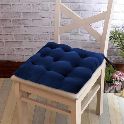 Barbican Microfibre Solid Chair Pad Pack of 1(Blue)