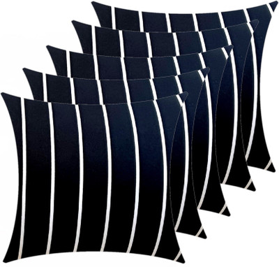 Swikon star Microfibre Stripes Cushion Pack of 5(Black)