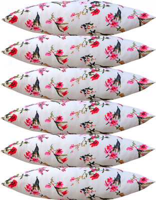 ACTOS Microfibre Floral Sleeping Pillow Pack of 6(White)