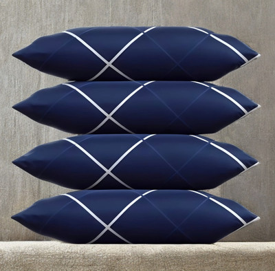 LIPONOS Polyester Fibre Sleeping Pillow Pack of 4 Solid LUXURY(Blue)