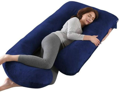AMCATON Microfibre, Polyester Fibre Pregnancy Pillow Pack of 1 Solid ultra soft j shaped pillow(Dark Blue)