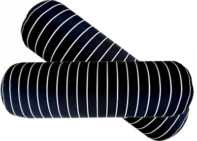 ACTOS Round Microfibre Stripes Bolster Pack of 2(Black1)