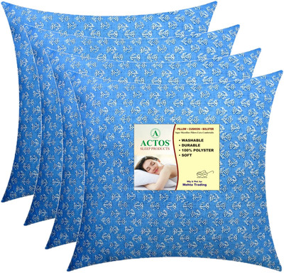 ACTOS Microfibre Cushion Pack of 4 Floral(Light Blue)