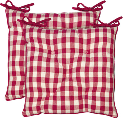 Lito Polyester Fibre Geometric Chair Pad Pack of 2(Red)