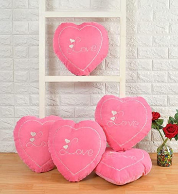 RM Handloom set of 5 Microfibre Solid Cushion Pack of 5(Pink)