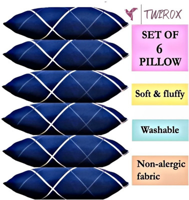 TWIROX LUXURY Microfibre Abstract, Solid Sleeping Pillow Pack of 6(Blue)