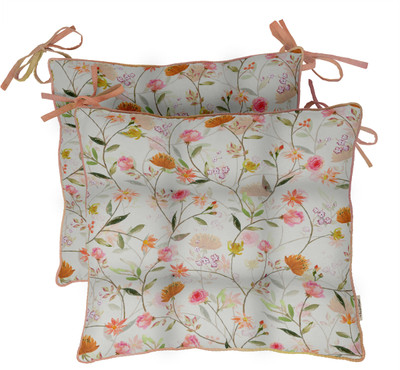 Vargottam Polyester Fibre Floral Chair Pad Pack of 2(Peach)