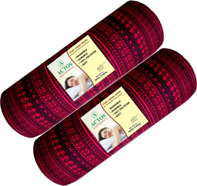 ACTOS Microfibre Abstract Bolster Pack of 2(Maroon)