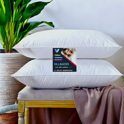 VILLAGERS Microfibre Sleeping Pillow Pack of 2 Abstract LUXURY(White)