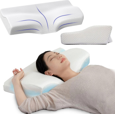 GADDA CO Memory Foam Butterfly Orthopaedic Pillow Memory Foam Solid Sleeping Pillow Pack of 1(White)