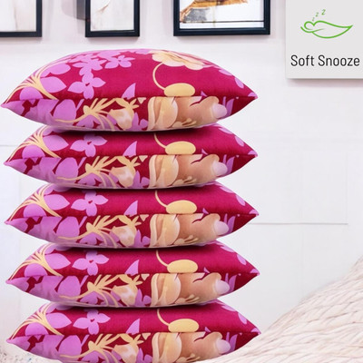 SOFT SNOOZE Ultra Soft Luxury Microfibre Floral Sleeping Pillow Pack of 5(Pink)