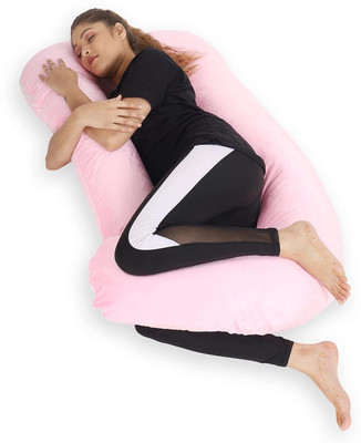 ZOXAB Luxury C Shape Polyester Fibre Solid Pregnancy Pillow Pack of 1(Pink)