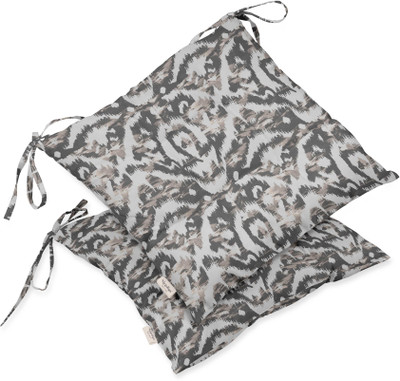 Vargottam Polyester Fibre Abstract Chair Pad Pack of 2(Gray 4)