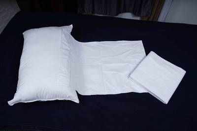 kkrlinens Polyester Fibre Sleeping Pillow Pack of 1 Stripes(White)