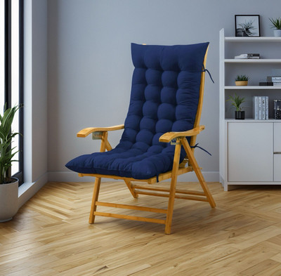 SOFT SNOOZE Microfibre Chair Pad Pack of 1 Solid Soft(Blue)