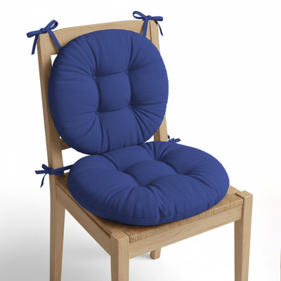 Mom's Moon Microfibre Chair Pad Pack of 2 Solid Plus Comfort Round Cushion 20 x 20 Inch(Dark Blue)