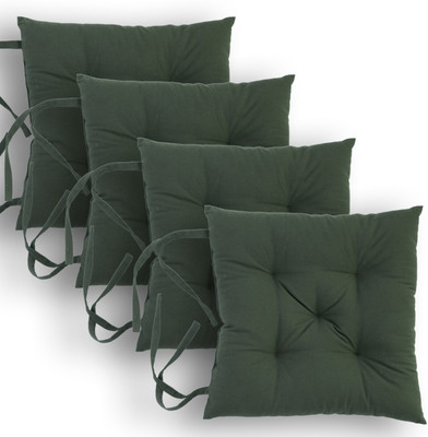 ESSAN FABRIX Premium Polyester Fibre Solid Chair Pad Pack of 4(Dark Green)
