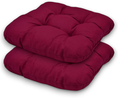 MAXYOYO Chair Cushion Pad with Ties for Office Home Cotton Solid Chair Pad Pack of 2(Maroon)