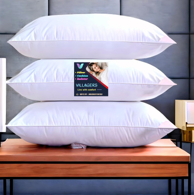 VILLAGERS LUXURY Microfibre Abstract Sleeping Pillow Pack of 3(White)
