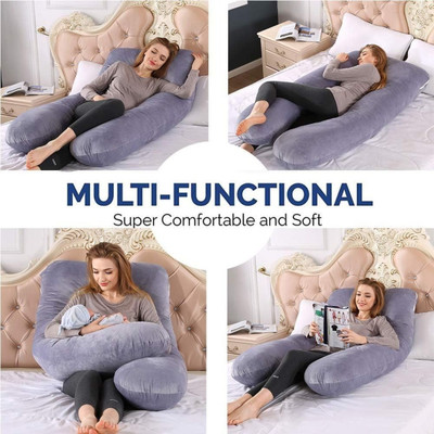 Vijay ultra soft U shaped pillow Polyester Fibre Solid Pregnancy Pillow Pack of 1(Grey)
