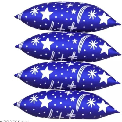 LIPONOS LUXURY Polyester Fibre Solid Sleeping Pillow Pack of 4(Blue)