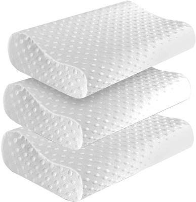 manshav pillow Memory Foam Solid Orthopaedic Pillow Pack of 3(White)