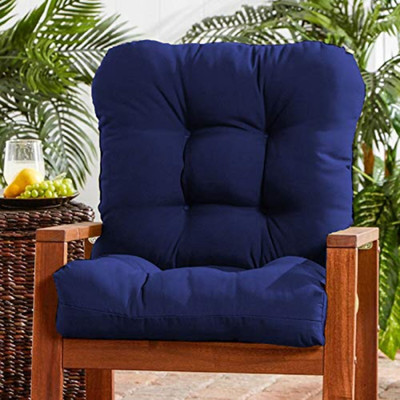 Hundur Store Microfibre Solid Chair Pad Pack of 2(Dark Blue)
