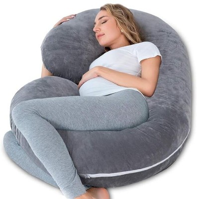 Ribera collection Polyester Fibre Solid Pregnancy Pillow Pack of 1(Grey)
