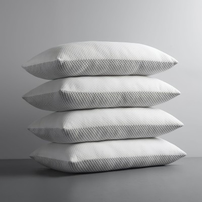 LA VERNE LUXURY Microfibre Geometric Sleeping Pillow Pack of 4(Milky White)