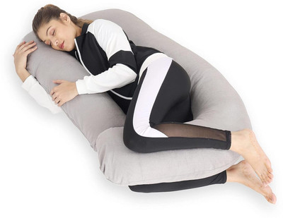 Mojo Microfibre Pregnancy Pillow Pack of 1 Solid J SHAPE(Light Grey)