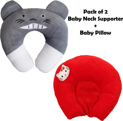 Ehouseall Store Mustard Seeds, Cotton Baby Pillow Pack of 2 Toons & Characters, Smiley(Grey and Red)