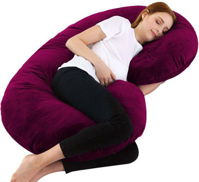 Nirmal Polyester Fibre Solid Pregnancy Pillow Pack of 1(WINE)