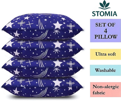 STOMIA Polyester Fibre Sleeping Pillow Pack of 4 Abstract STOMIA(Blue)