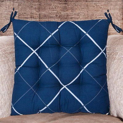 SOFT SNOOZE Soft Luxury Microfibre Solid Chair Pad Pack of 2(Blue)