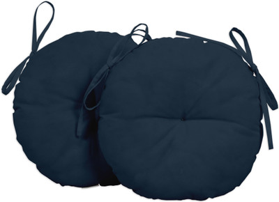 Vargottam Polyester Fibre Solid Chair Pad Pack of 2(Dark Navy Blue)