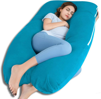 THUKRAN U Shape Polyester Fibre Solid Pregnancy Pillow Pack of 1(SKY BLUE)