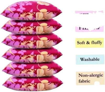 Rolling Animal Microfibre Sleeping Pillow Pack of 6 Solid LUXARY(Multicolor)