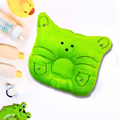 Kotton Candy Polyester Fibre Baby Pillow Pack of 1 Toons & Characters Cat Velvet, Baby Head Shaping Takiya Soft Pillow Newborn(Light Green)