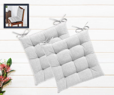 OASIS Polyester Fibre Solid Chair Pad Pack of 2(Light Grey Cham)