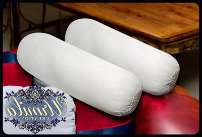 JAYOG ENTERPRISE Round Microfibre Solid Bolster Pack of 2(White)