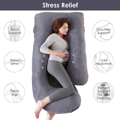 BATTOP J SHAPE Microfibre Solid Body Pillow Pack of 1(Grey)