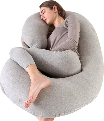 Oyo Baby C-Shape Microfibre Solid Pregnancy Pillow Pack of 1(Grey)