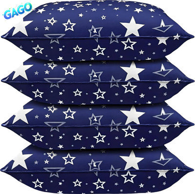 GAGO Luxury Polyester Fibre Abstract Sleeping Pillow Pack of 4(Blue)