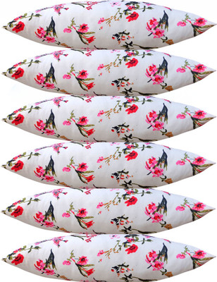 ACTOS Microfibre Floral Sleeping Pillow Pack of 6(White)