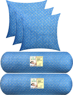 ACTOS Microfibre Bolster Pack of 5 Floral 3 Cushion 2(Light Blue)